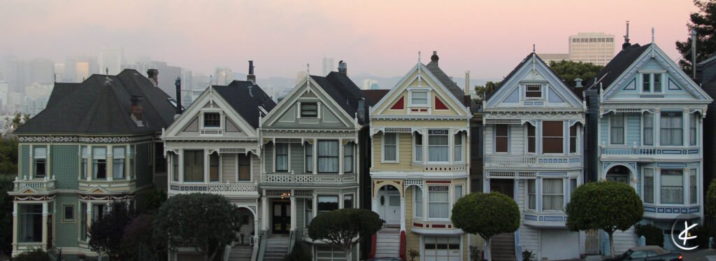 Abbildung von den berühmten viktorianischen Häusern in San Francisco